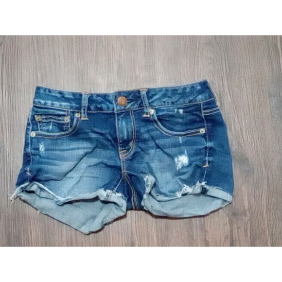 American Eagle Shorts Bundle Womens Size 6 Blue Distressed Cutoff Cotton - Picture 11 of 16